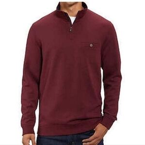 Men’s Quarter 1/4 Zip Pullover Sweater Top Kirkland Signature in red size M